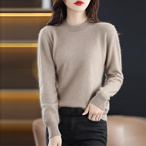 keusyoi Vrouwen Mink Cashmere Trui Winter Vrouwen Crew Neck Trui Casual Effen Trui Basic Wollen Jumper Tops